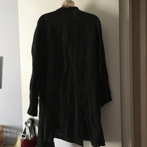 EUNHWA Paris Linen Black Asymmetric Blouse Jacket 42 L - Picture 5 of 8